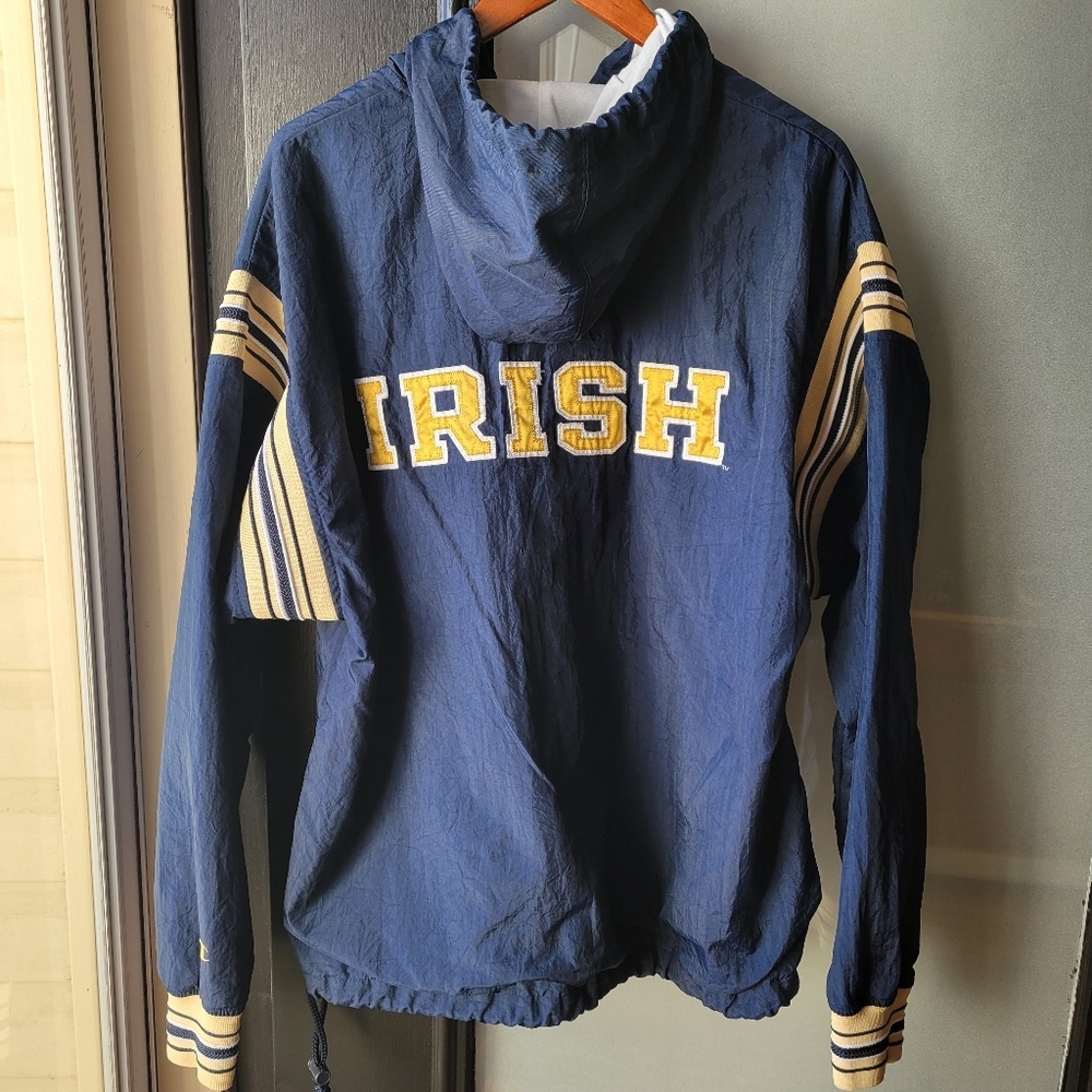 Vintage Champion Notre Dame Fighting Irish Windbreaker M Blue Gold Team Logo - Picture 2 of 12